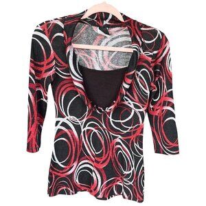 Wrapper Womens Cowl Neck Top Size S Abstract Eclectic Maximalist Artsy 90s Bold